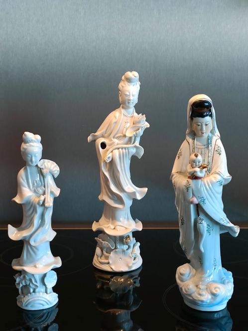 3 statues porcelaine chinoisedéesse Dehua blanc Guanyin XIXè, Antiquités & Art, Art | Art non-occidental, Enlèvement ou Envoi