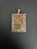 Zilveren hanger rechthoekige cabochon regenwoud Jaspis,, Hobby & Loisirs créatifs, Fabrication de Perles & Bijoux, Envoi