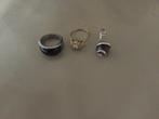 Zilvere ring met steen.   En bijhorend hanger   Gele ring, Handtassen en Accessoires, Ophalen, Zilver