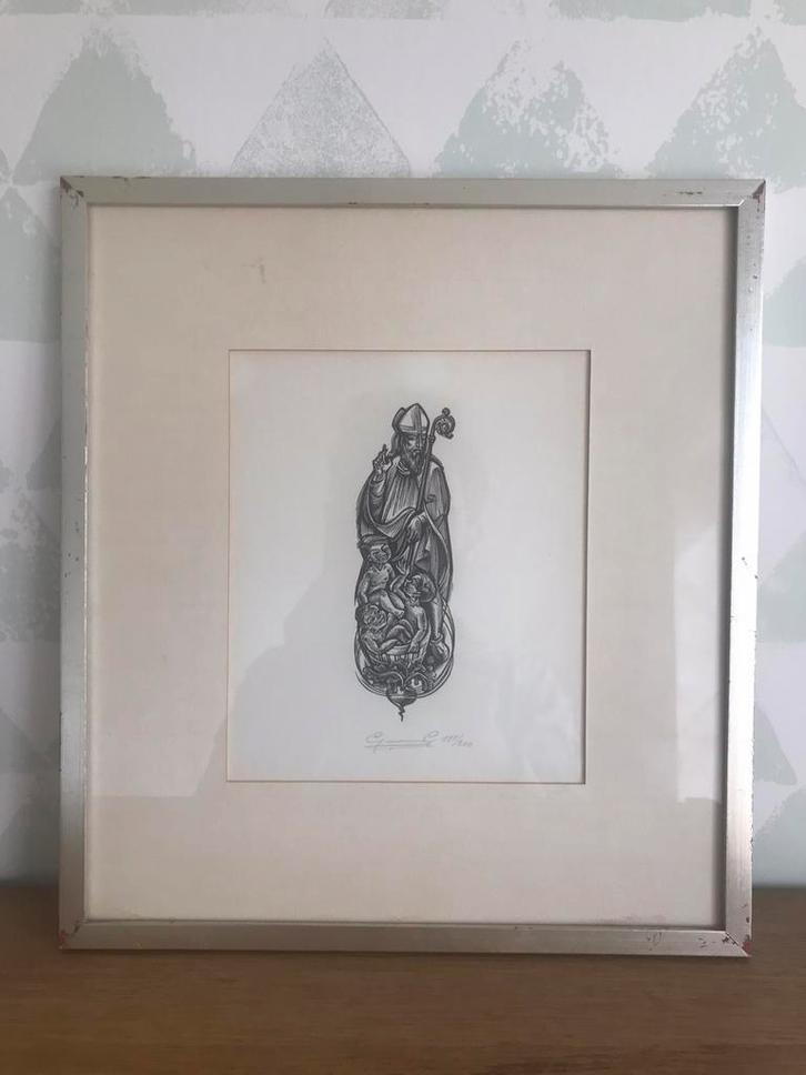 Gerard Gaudaen - lino sint drie jongetjes, Antiek en Kunst, Kunst | Litho's en Zeefdrukken, Ophalen of Verzenden