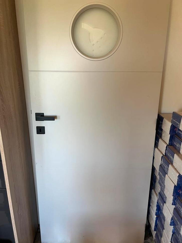 TK: Binnendeur tubespaan, glas patrijspoort douche. Flamant, Doe-het-zelf en Bouw, Deuren en Vliegenramen, Gebruikt, Binnendeur