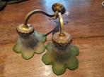 Mooie art deco lamp glas met verguld brons, Antiek en Kunst, Ophalen of Verzenden