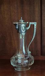 Carafe en verre avec couvercle en métal etain début 20éme, Antiquités & Art, Enlèvement ou Envoi