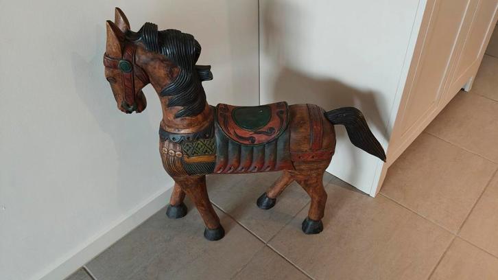 massief houten decoratie paard, Antiek en Kunst, Kunst | Beelden en Houtsnijwerken, Ophalen