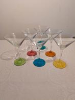 6 verre à cocktail, pied coloré, Enlèvement, Comme neuf, Verre, Verre ou Verres