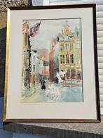 aquarelle bruxelles grand place signe, Ophalen of Verzenden