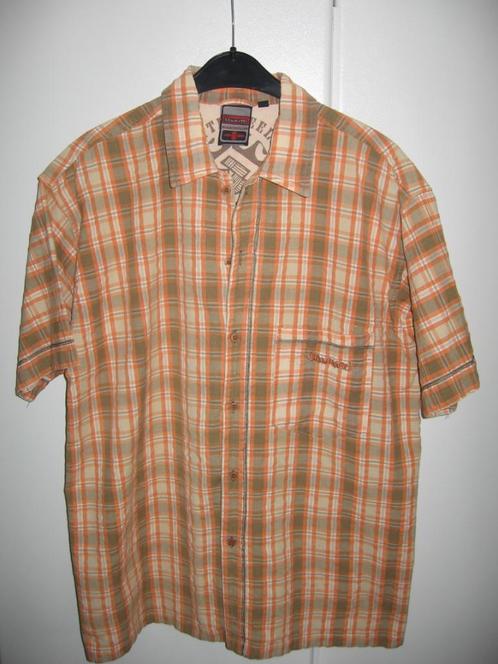 Beige/oranje ruitenhemd met korte mouwen van Brunotti, S, Vêtements | Hommes, Chemises, Comme neuf, Beige, Enlèvement ou Envoi