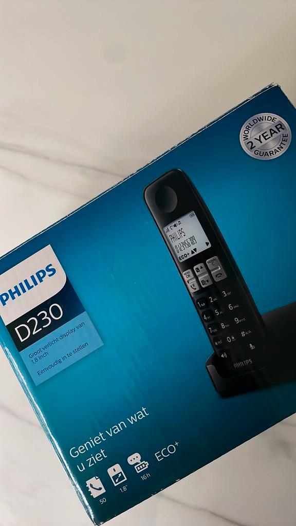 Nouveau téléphone fixe Philips D2301B/22, Télécoms, Téléphones fixes | Combinés & sans fil, Enlèvement