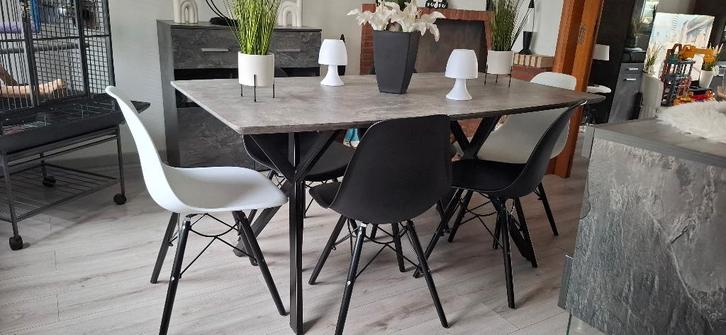️⚡️table de salle a manger noir et grise + 6 chaise️⚡️, Maison & Meubles, Tables | Tables à manger, 50 à 100 cm, 150 à 200 cm