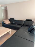 Modern Lederen salon met longchair en poef, Ophalen, Gebruikt