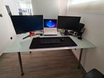 Glazen tafel, 80x160cm, in hoogte verstelbaar, Huis en Inrichting, Ophalen, In hoogte verstelbaar, Gebruikt, Bureau