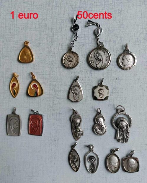 Pendentifs médailles religieuses Marie à 50 cents et 1 euro, Antiquités & Art, Antiquités | Objets religieux, Enlèvement ou Envoi