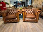 2 springvale clubfauteuils Tabacco Bruin zetels chesterfield, Antiek en Kunst, Ophalen of Verzenden