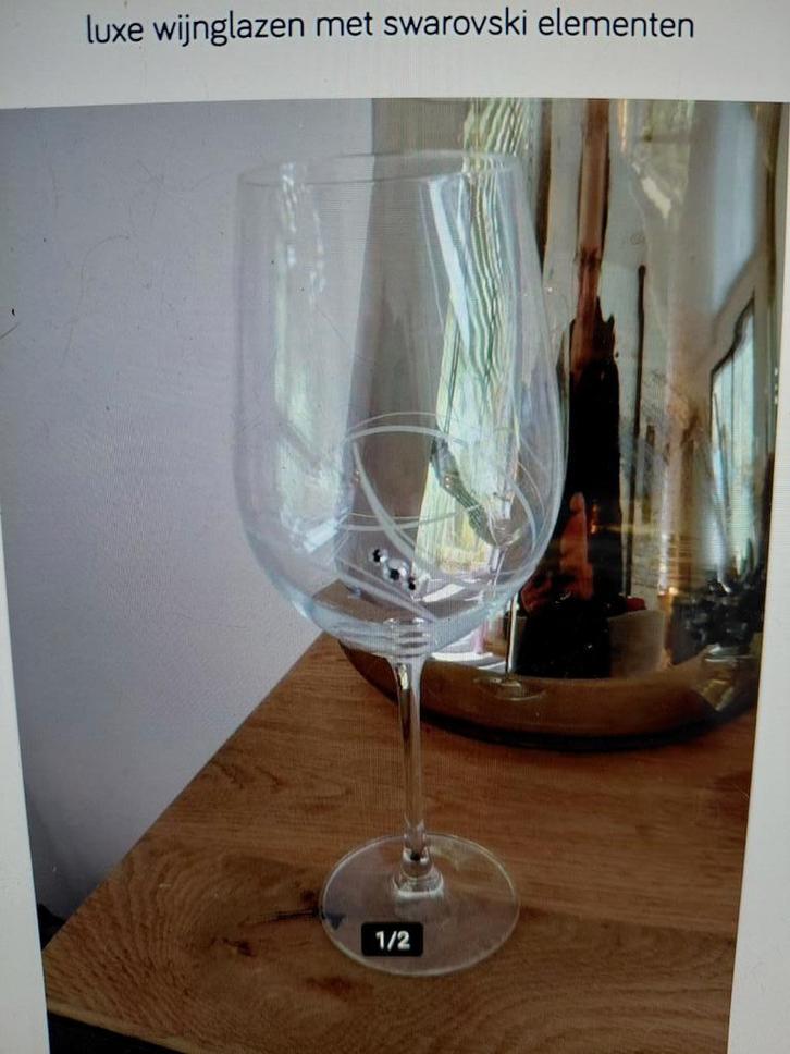 diamante  luxe wijnglazen met Swarovski kristallen 6 stuks, Verzamelen, Glas en Drinkglazen, Zo goed als nieuw, Overige typen