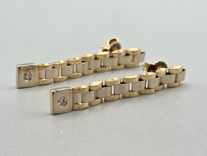 Vintage gouden rolex oorbellen met diamant.2025/810, Handtassen en Accessoires, Oorbellen, Zo goed als nieuw, Knopjes of Stekers