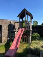 Houten speeltoestel met glijbaan en schommel, Kinderen en Baby's, Speelgoed | Buiten | Speeltoestellen, Ophalen, Gebruikt, Glijbaan