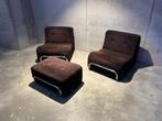 ensemble fauteuils + pouf velours Corduroy marron, Autres matériaux, Enlèvement, Utilisé, 75 à 100 cm