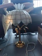 vintage lotus tafellamp van capiz, Huis en Inrichting, Lampen | Tafellampen, Ophalen, Gebruikt, Kunststof, Minder dan 50 cm