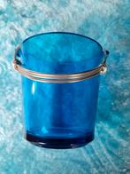 Blauwe glazen vintage kleine ijsemmer, Enlèvement ou Envoi