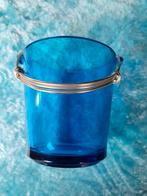 Blauwe glazen vintage kleine ijsemmer, Ophalen of Verzenden