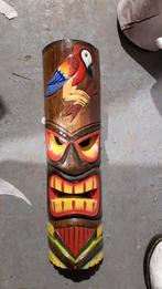 masque Tiki 50 cm en bois d albesia motif perroquet, Antiquités & Art, Enlèvement ou Envoi