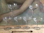 6 vintage kleine champagnecoupes geslepen glas, Antiek en Kunst, Antiek | Glaswerk en Kristal, Ophalen of Verzenden