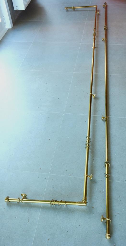 gordijnroeden in messing, Huis en Inrichting, Stoffering | Gordijnen en Lamellen, Zo goed als nieuw, Ophalen