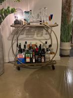 Vintage rijdbare drankkast uit glas en messing., Huis en Inrichting, Ophalen, Zo goed als nieuw