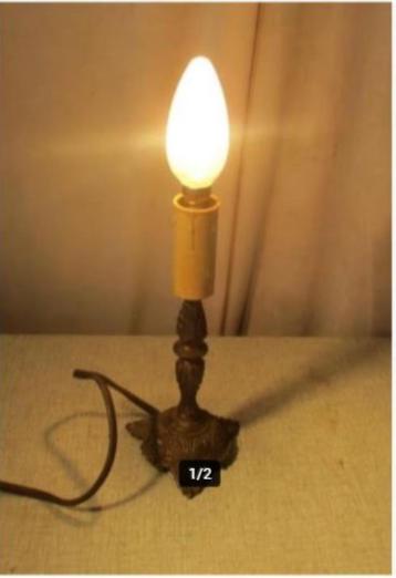 Mooie Antieke Tafellamp in Messing - 20cm beschikbaar voor biedingen