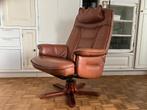 Vintage retro seventies relax fauteuil recliner leder, Huis en Inrichting, Ophalen, Gebruikt, Hout, Scandinavisch Retro seventies vintage recliner