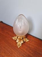 Vergulde bronzen plafondlamp en kristallen bol, begin 20e ee, Antiek en Kunst, Antiek | Brons en Koper, Ophalen of Verzenden, Brons