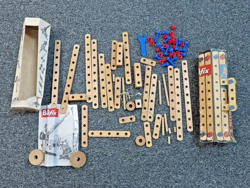 Bilofix Vintage 1960s hout houten bouwset 75-delig + boekje, Kinderen en Baby's, Speelgoed | Houten speelgoed, Gebruikt, Ophalen of Verzenden