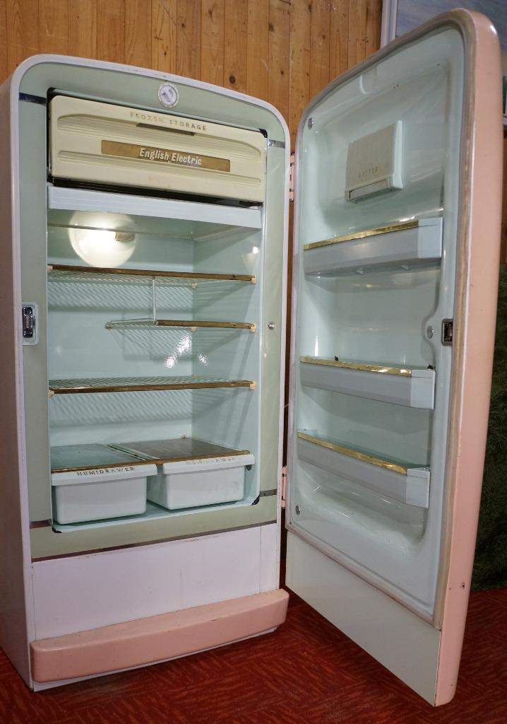 Retro Hoge Bolle Vintage Koelkast Antiek ijskast English Art, Verzamelen, Retro, Witgoed, Ophalen
