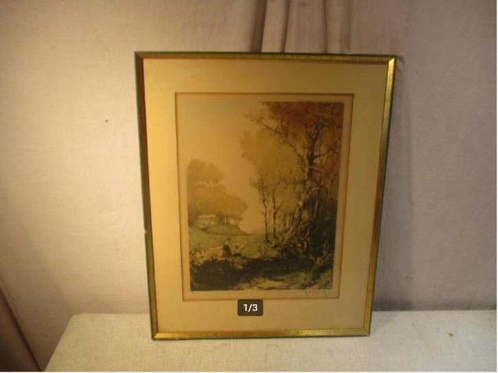 Prachtige Oude Ets 'Boerenleven' - Roger Hebbelinck, Antiek en Kunst, Kunst | Etsen en Gravures, Ophalen of Verzenden