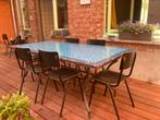 Blauwe mozaïek tuintafel 2 meter op 1 meter., Tuin en Terras, Ophalen, Gebruikt