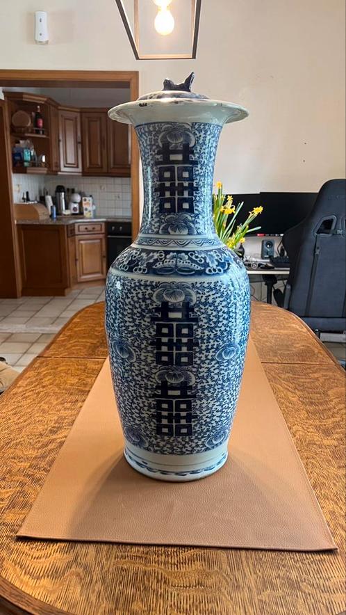 Grote Chinese Blauwe en Witte Vaas met Deksel, Antiek en Kunst, Antiek | Vazen, Ophalen