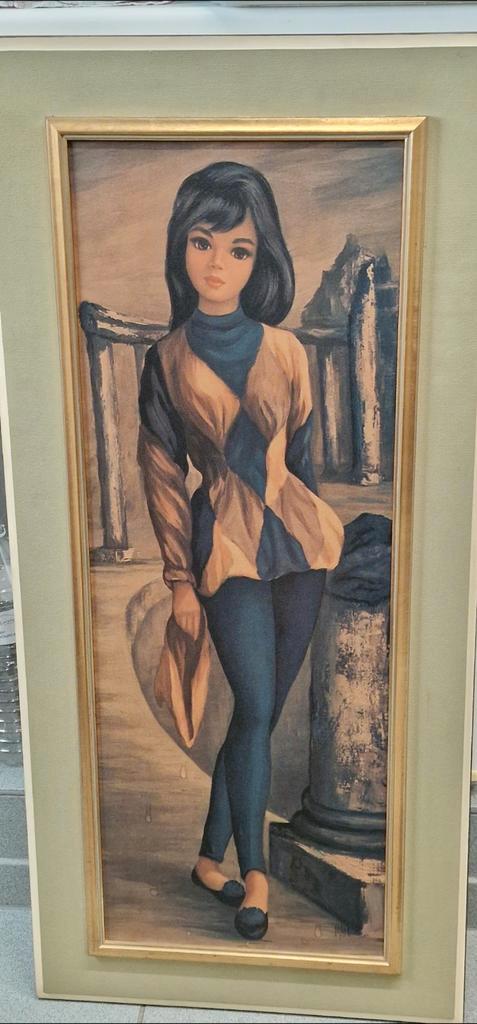 Schilderij van Maio te koop - Harlequin with columns, Antiquités & Art, Art | Peinture | Classique, Enlèvement