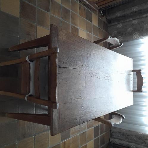 Table de ferme XVIII ème  + 5 chaises de Herve, Antiek en Kunst, Antiek | Meubels | Tafels, Ophalen