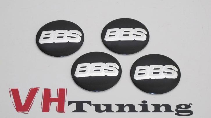 BBS wielnaaf stickers 56MM zwart/chroom 4 stuks, Auto diversen, Tuning en Styling, Ophalen