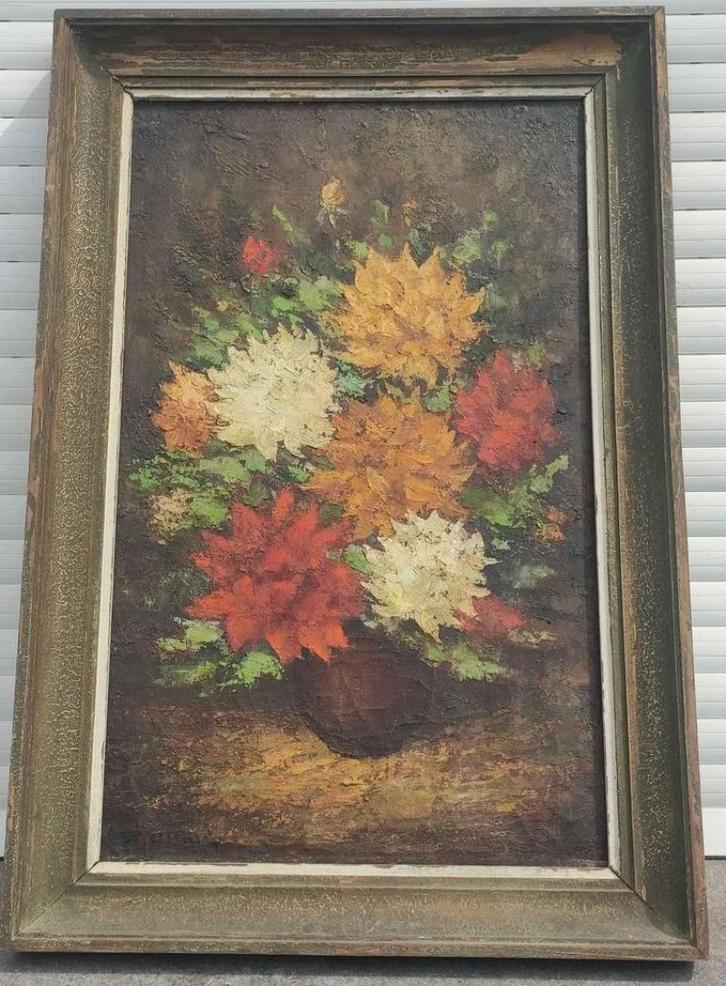 Huile sur toile fleurs signe Xavier allard, Antiek en Kunst, Kunst | Schilderijen | Klassiek, Ophalen of Verzenden