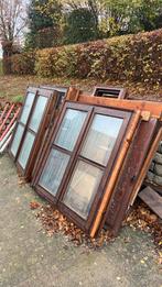 Massieve houten ramen dubbel glas, Doe-het-zelf en Bouw, Glas en Ramen, Ophalen, Gebruikt, Gevelraam of Ruit, Dubbelglas