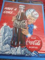 coca cola réclame nostalgie peinture 1998 + boite 50x40cm, Verzamelen, Ophalen of Verzenden, Gebruikt, Reclamebord