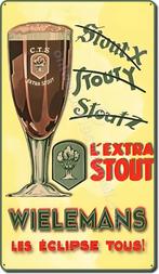 WIELEMANS STOUT retro ontwerp op dubbel metaal 70cmx40cm, Verzenden, Zo goed als nieuw, Reclamebord