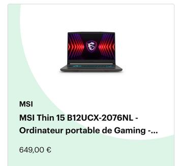 Msi gaming laptop beschikbaar voor biedingen