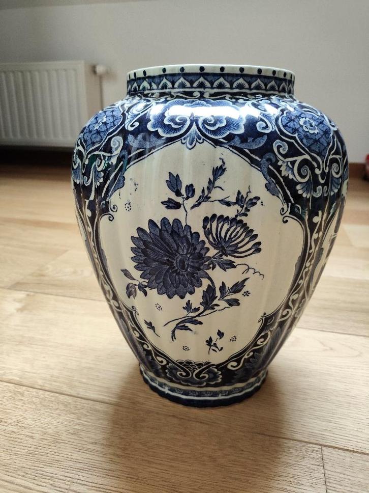 Grand vase Delfts Royal Sphinx Bleu Blanc chien foo, Antiek en Kunst, Antiek | Vazen, Ophalen