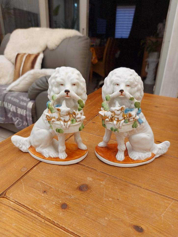vintage porseleinen Hoerenhondjes( poedels) 1900 1920, Antiquités & Art, Curiosités & Brocante, Enlèvement ou Envoi