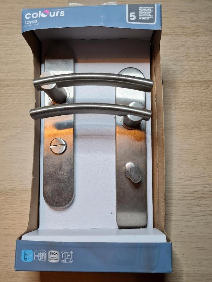 Poignées de porte (double), Bricolage & Construction, Serrurerie de bâtiment & Dispositif de fermeture, Comme neuf, Clé, Inox