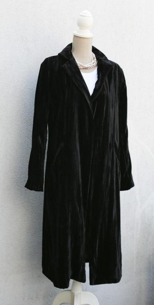 Prachtige lange fluwelen jas negen M, Kleding | Dames, Jassen | Winter, Nieuw, Maat 38/40 (M), Zwart, Ophalen of Verzenden