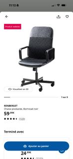 Chaise de bureau Renberget noir IKEA, Ophalen of Verzenden, Zo goed als nieuw, Zwart, Bureaustoel
