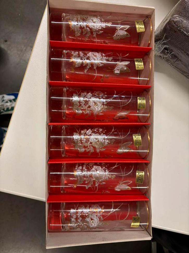 Vintage glazen set – 6 stuks, Verzamelen, Glas en Drinkglazen, Zo goed als nieuw, Waterglas, Ophalen